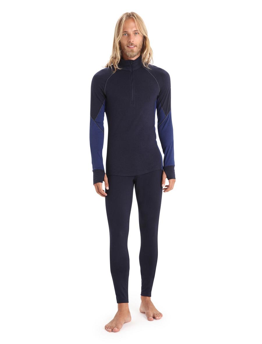 Men's Icebreaker BodyfitZone™ Merino 260 Zone Long Sleeve Half Zip Thermal Top Base Layers Midnight Navy / Royal Navy | CA 1599EBCX